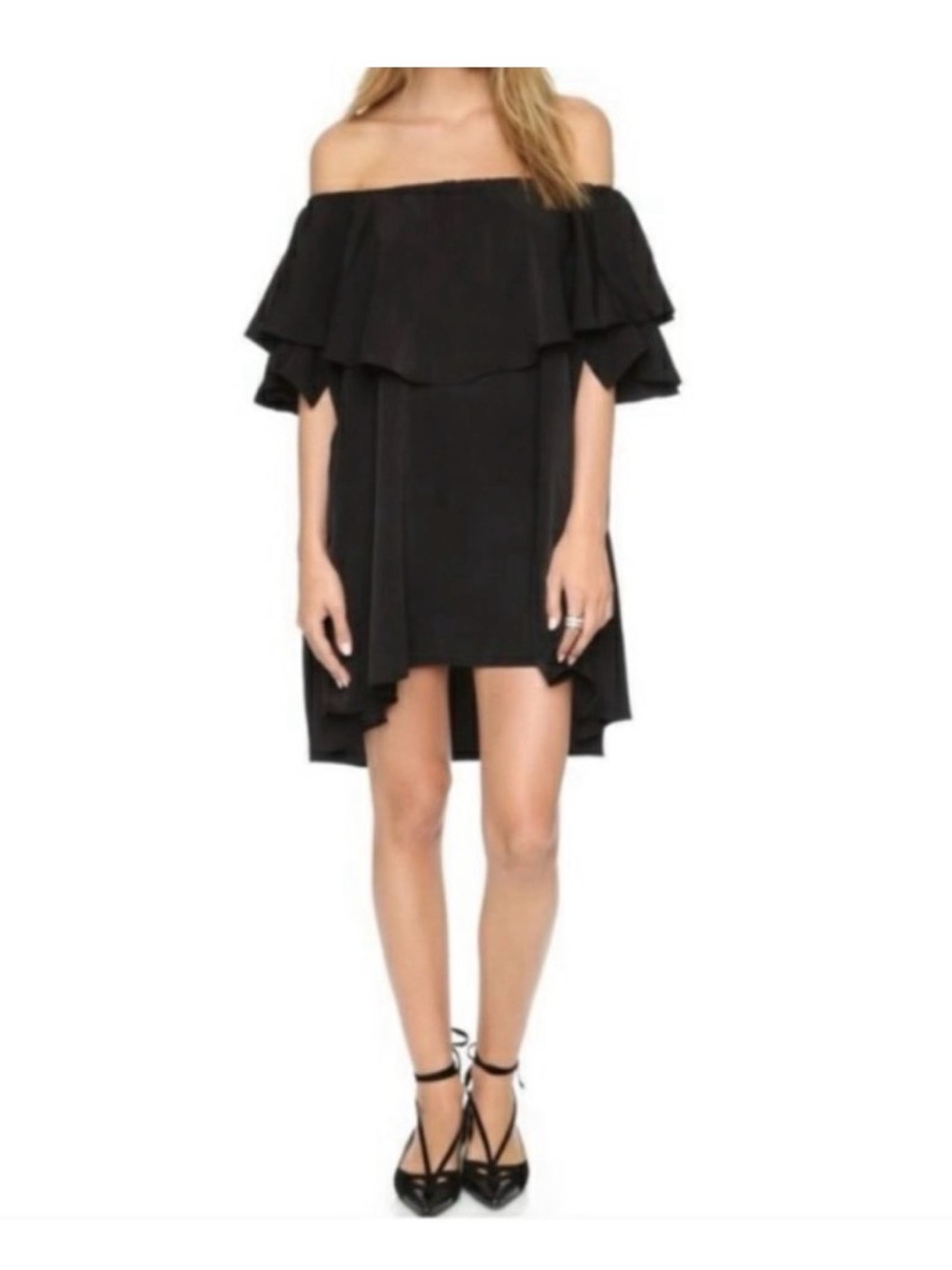 Free People x MLM Label Black Off-The-Shoulder Ruffle Dress